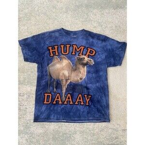 The Mountain Shirt Mens Size XL Blue Tie Dye Camel Hump Day Animal Graphic Tee
